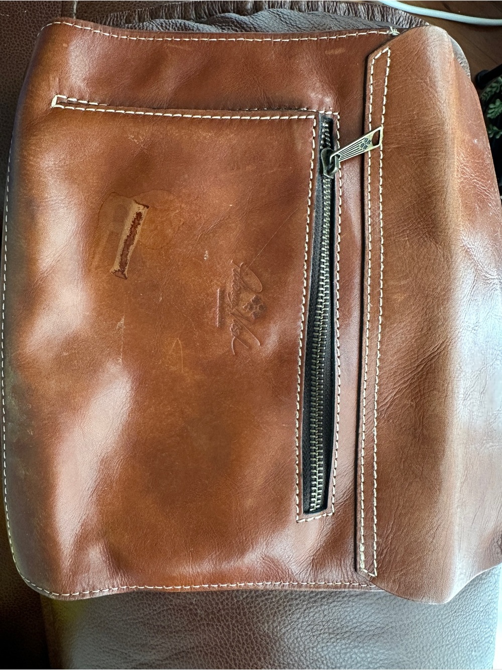 Patricia Nash Tooled Floral Leather Tote and matching pouch in Cognac Brown - Picture 8 of 12